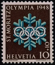 Briefmarke zur Erinnerung an die Olympischen Winterspiele 1948