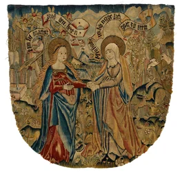 Wandteppichpaneel, Darstellung der Heimsuchung, um 1500