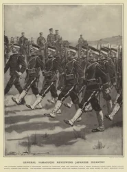 General Yamaguchi inspiziert die japanische Infanterie