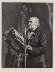 Mr. Gladstone liest die Lektionen in der Pfarrkirche von Hawarden