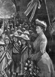 Prinzessin Louise inspiziert zwanzigtausend Kinder im Battersea Park, Illustration aus 