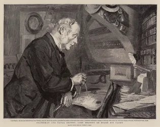 Staatsmann und Marineexperte, Lord Brassey an Bord seiner Yacht