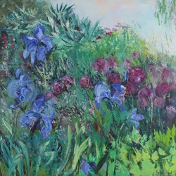 Iris mit Allium