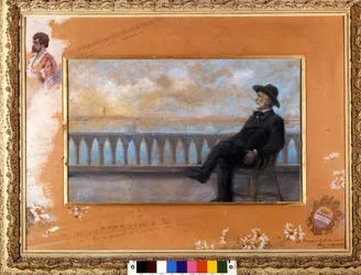 Porträt von Giuseppe Verdi, italienischer Komponist (1813-1901), in Venedig. Pastell von T. Bianco, vom Komponisten 1897 an den Sänger Tamagno geschenkt