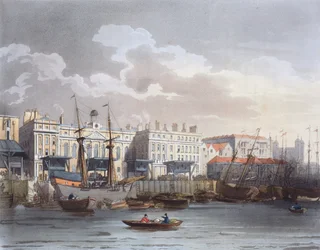 Zollhaus von der Themse aus, aus Ackermanns 