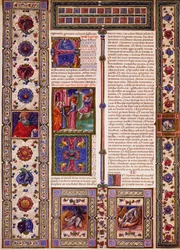Incipit aus dem Buch Nahum, aus Band II der Bibel von Borso d