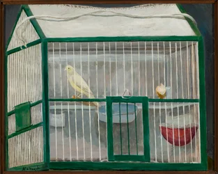 Käfig mit Kanarienvogel