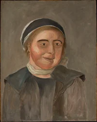 Studie einer Frau mit schwarz-weißer Haube