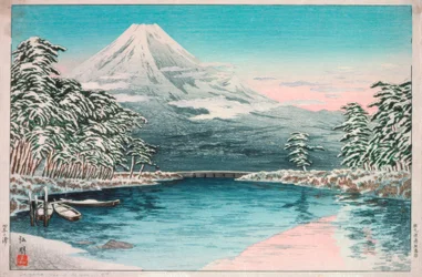 Mt. Fuji von Tagonoura aus gesehen, Schneelandschaft