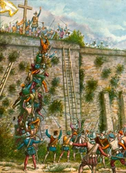 Angriff der Portugiesen auf die Mauern von Aden