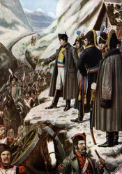 Italienfeldzug: Die französische Armee von Napoleon Bonaparte beim Überqueren des Großen Sankt Bernhard, 20. Mai