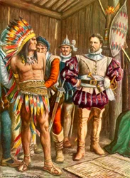Ferdinando Cortes inhaftiert Montezuma