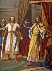 Die Ermordung des Fürsten Philipp von Schwaben (1177-1208) am 21.06.1208 in Bamberg durch Otto von Wittelsbach, Pfalzgraf von Bayern, mit dem Titel „Die Ermordung Philipps von Schwaben in Bamberg am 21. Juni 1208 durch Graf Otto VIII. von Wittelsbach“ I