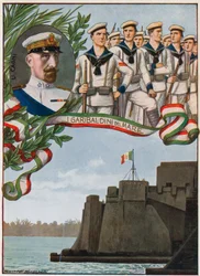 Die Burg von Tripolis, auf der die italienischen Marinesoldaten die Trikolore hissten