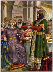 König Alboin (ca. 526-572) gibt der Tochter seines Gegners den Schädel des Letzteren, damit sie daraus trinkt