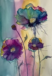 Lebendige Abstrakte Mohnblumen