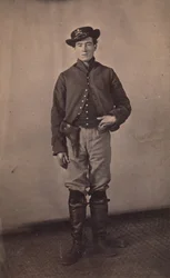 Union-Kavalleriesoldat mit Pistole im Holster, 1861-65