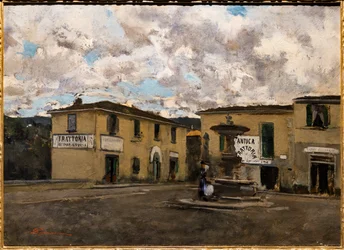 Der kleine Platz in Settignano an einem Regentag, um 1861