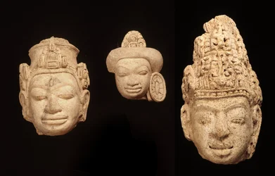 Köpfe, aus Chedi Chula Pathom, Davaravati-Periode