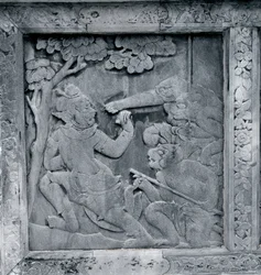 Eines von einer Serie von Reliefs, die das Ramakien (Ramayana) darstellen
