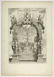 Stammbaum der österreichischen Königsfamilie, Tafel 32 aus Casperius Gevartius, Pompa Introitus Honori Serenissimi Principis Ferdinandi