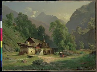 Haus des Schmieds in einem Tal, 1857