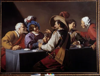 Kartenspieler, das Brelan