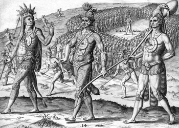 Indische Potano Utina und ihre Truppen