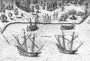 Die Franzosen landen an der Küste Floridas