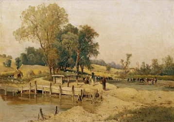 Ungarische Landschaft mit Viehtränke