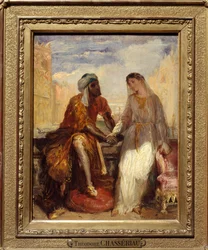 Othello und Desdemona in Venedig Illustration von Akt I der Tragödie „Othello“ von William Shakespeare