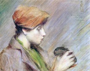 Suzanne Hoschedé mit einem Kaninchen, 1891