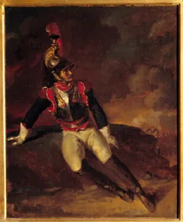 Ein Schlachtschiff wird beschädigt. Gemälde von Theodore Gericault (1791-1824)