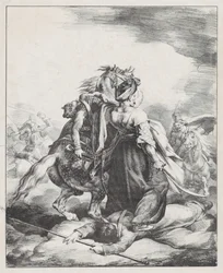 Ein ägyptischer Mameluk verteidigt einen verwundeten französischen Trompeter bei Waterloo