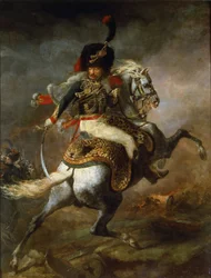 Offizier der berittenen Jäger der kaiserlichen Garde beim Angriff