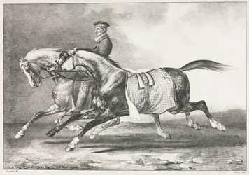 Zwei gescheckte Pferde beim Üben, 1822