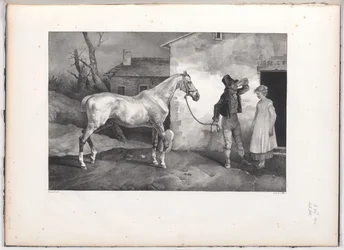 Vieux cheval à la porte d
