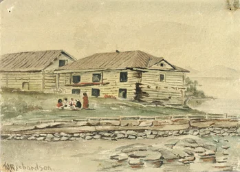 Gebäude im Verfall, Alaska, 1884