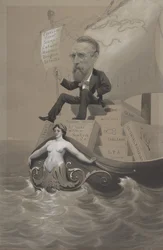 Samuel P. Avery transportiert seine Schätze über das Meer, ca. 1875-80.