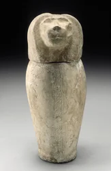 Kanopengefäß mit Zynokephalenkopf (Kalkstein)