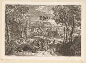 Arkadische Landschaft mit den Töchtern des Kekrops