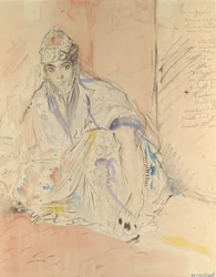 Jüdische Frau aus Algier, die auf dem Boden sitzt, ca. 1846