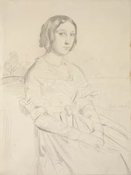 Porträt einer jungen Frau, sitzend, drei Viertel nach links, 1839-1856