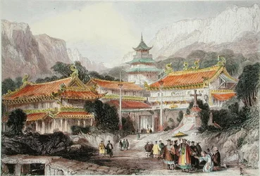 Der Große Tempel in Poo-Too, Chusan-Inseln, um 1850