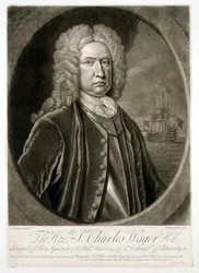 Porträt von Sir Charles Wager (1666-1743) Admiral des Blauen Geschwaders, graviert von John Faber (1684-1756) 1732