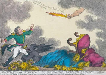 Karikatur zur Abdankung Napoleons 1814