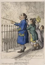 John Rosedale, Matrose, Besucherführer in der Lobby des Greenwich Hospital (England)