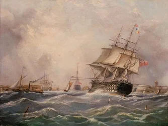 Britisches Kriegsschiff vor Portsmouth