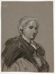 Büste einer Frau (recto); Drapierte Figur, Dreiviertellänge (verso)