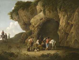 Höhlenszene in der Nähe von Subiaco, mit Figuren